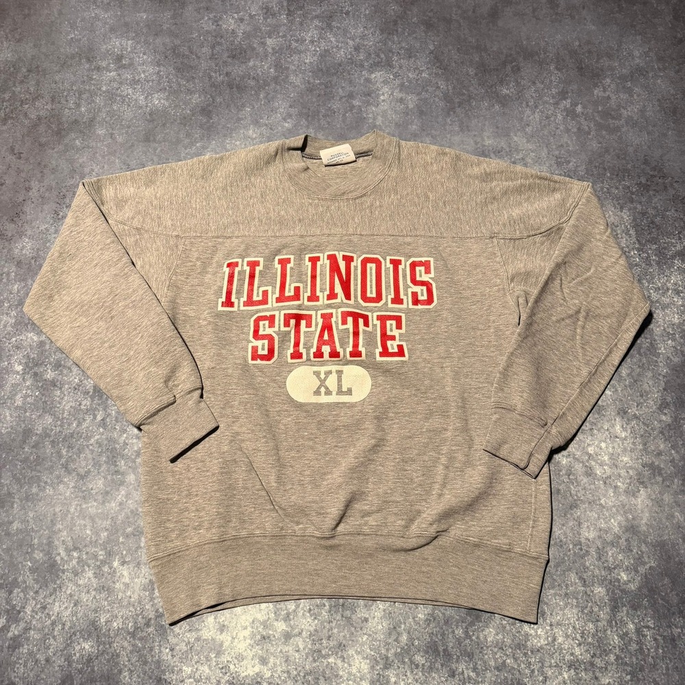 Vintage Russell Athletic‎ Illinois State Crewneck Sweatshirt XL Gray Made USA